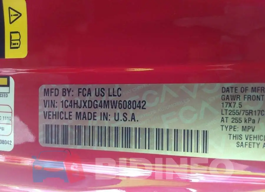 1C4HJXDG4MW608042 Photo# 9