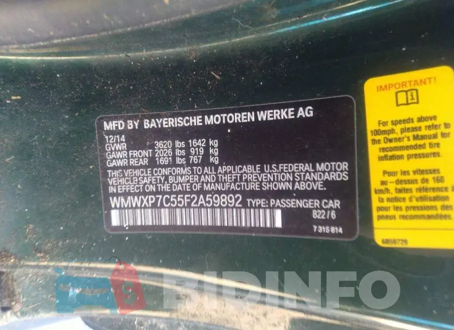 WMWXP7C55F2A59892 Photo# 9