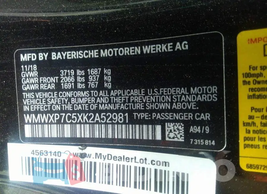 WMWXP7C5XK2A52981 Photo# 9