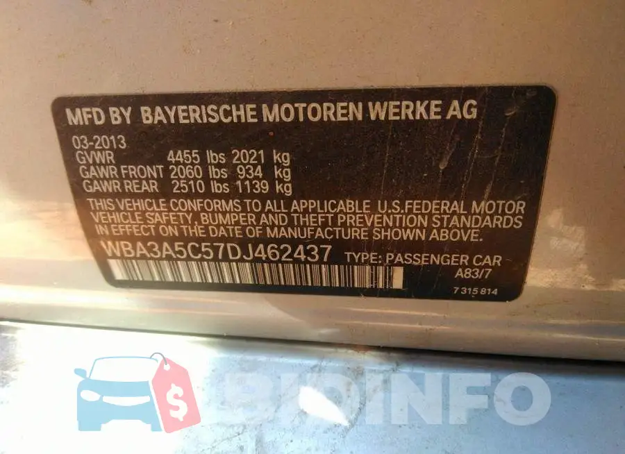 WBA3A5C57DJ462437 Photo# 9