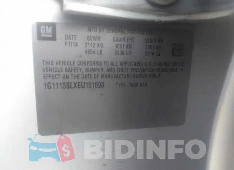 1G1115SLXEU151698 Photo# 9