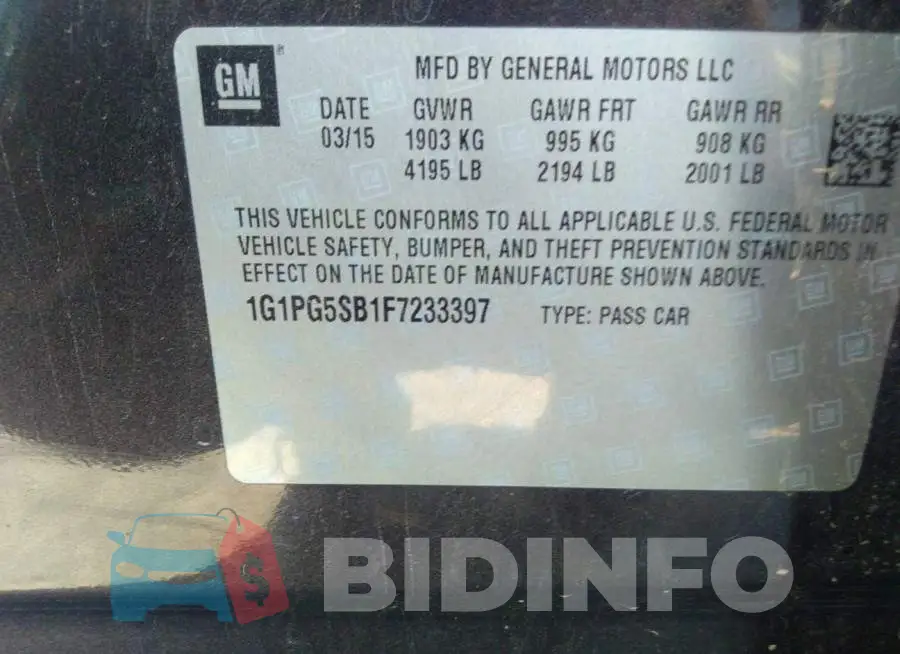 1G1PG5SB1F7233397 Photo# 9