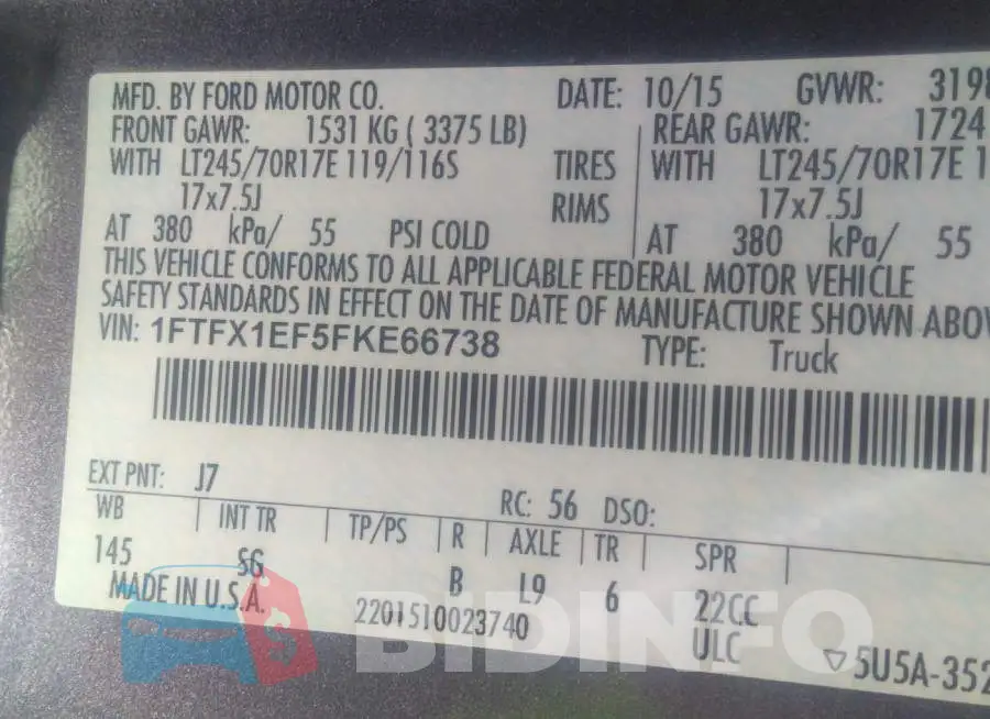 1FTFX1EF5FKE66738 Photo# 9