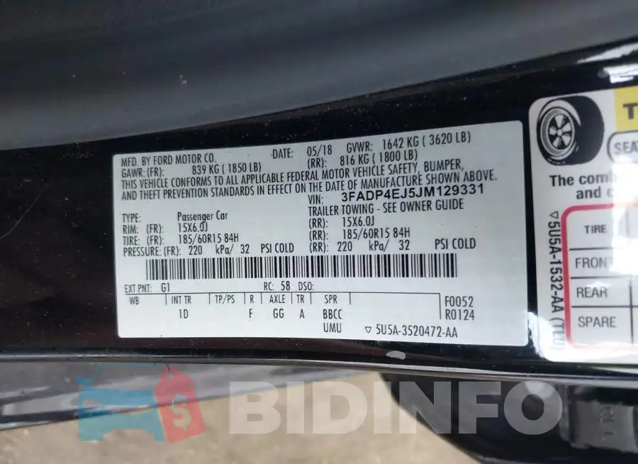 3FADP4EJ5JM129331 Photo# 9