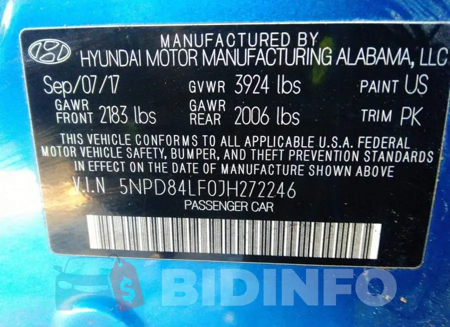 5NPD84LF0JH272246 Photo# 9