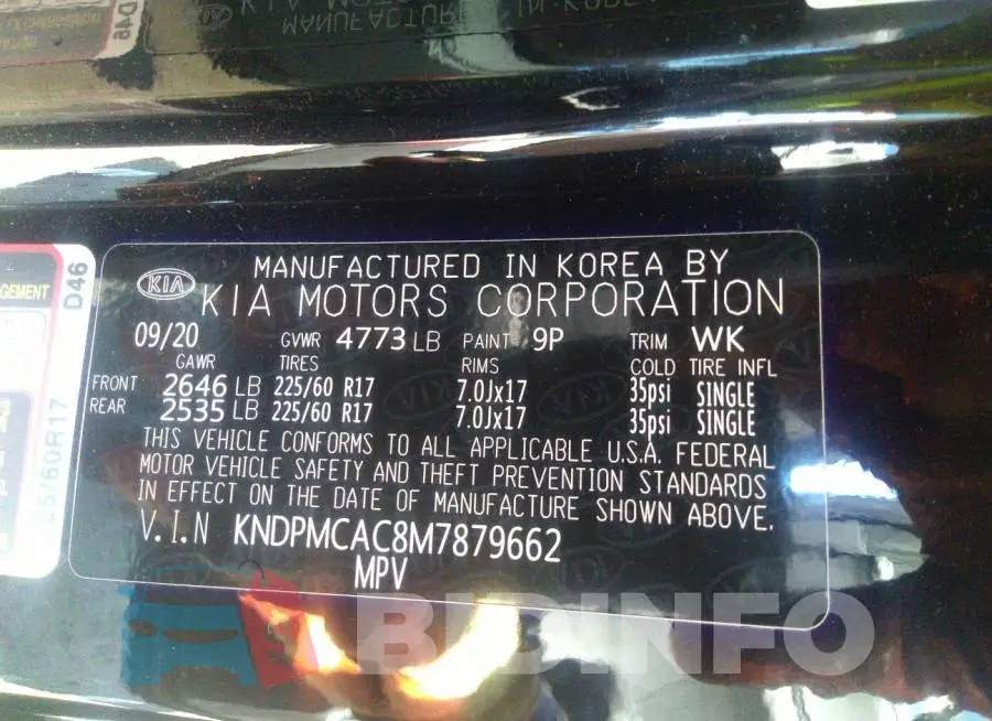 KNDPMCAC8M7879662 Photo# 9