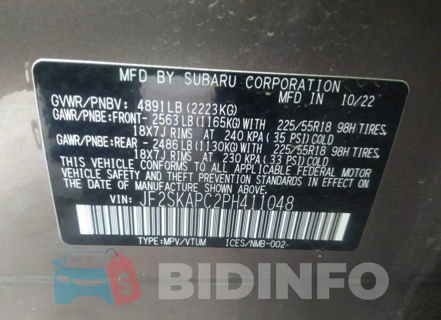 JF2SKAPC2PH411048 Photo# 9