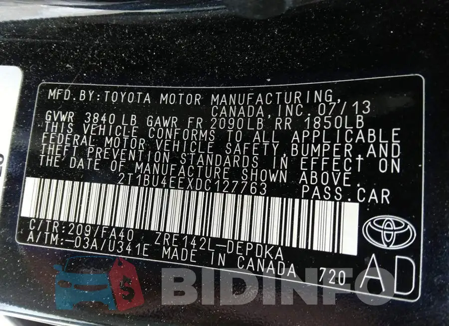 2T1BU4EEXDC127763 Photo# 9