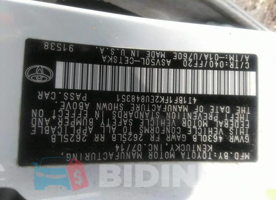 4T1BF1FK2EU848351 Photo# 9