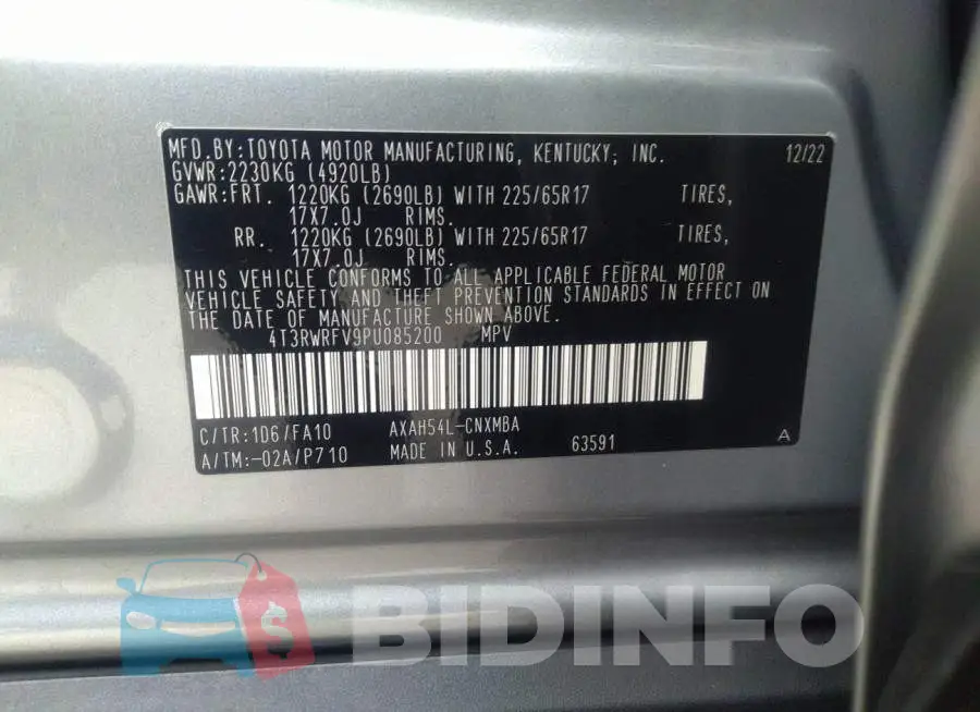 4T3RWRFV9PU085200 Photo# 9