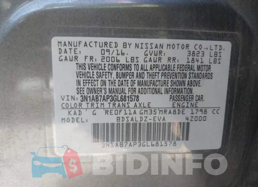 3N1AB7AP3GL681578 Photo# 9