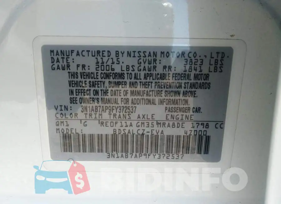 3N1AB7AP9FY372537 Photo# 9