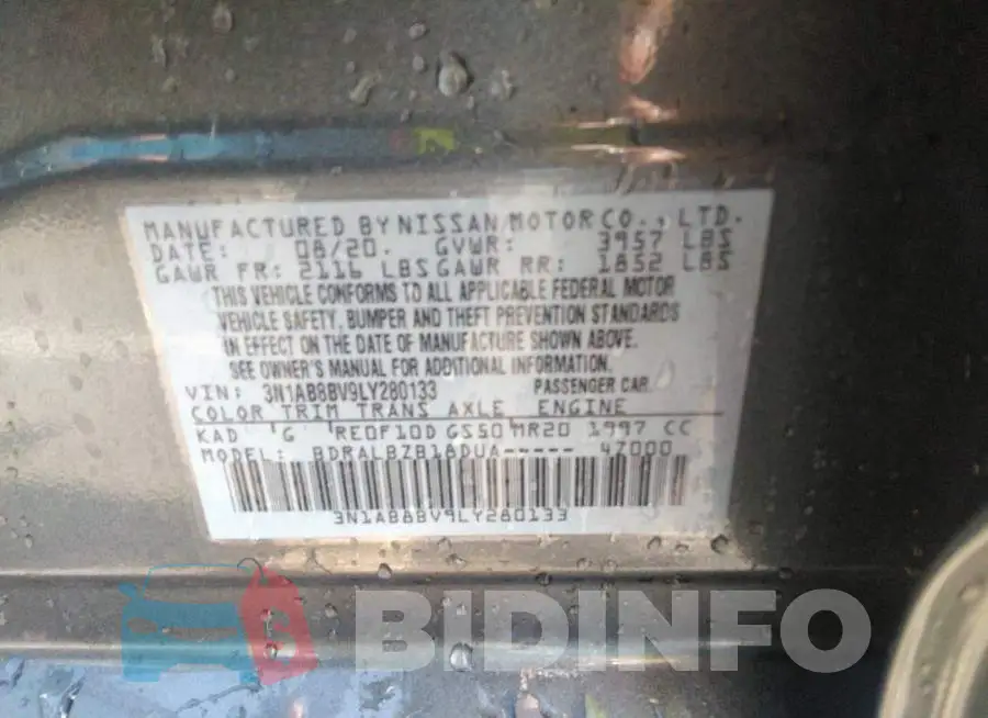 3N1AB8BV9LY280133 Photo# 9