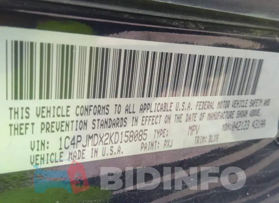 1C4PJMDX2KD158085 Photo# 9