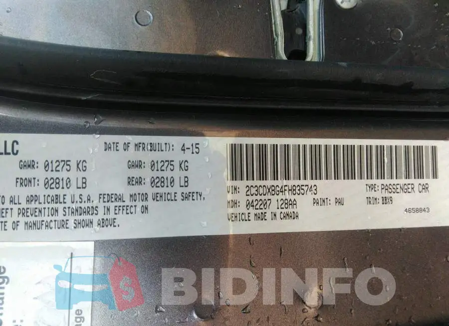 2C3CDXBG4FH835743 Photo# 9