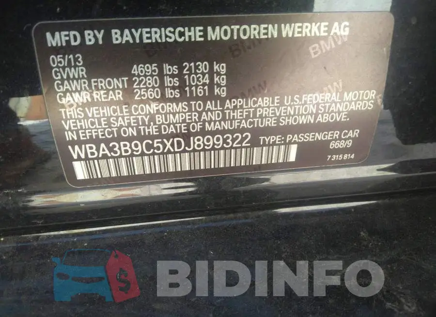 WBA3B9C5XDJ899322 Photo# 9