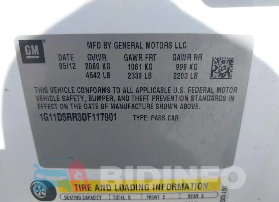 1G11D5RR3DF117901 Photo# 9
