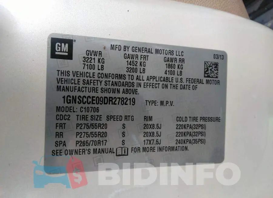1GNSCCE09DR278219 Photo# 9