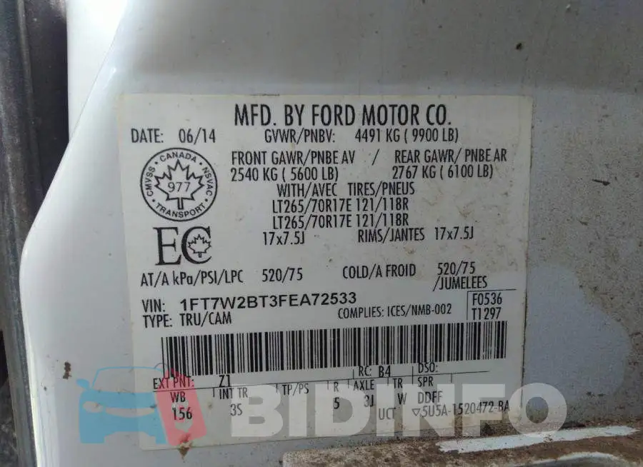 1FT7W2BT3FEA72533 Photo# 9
