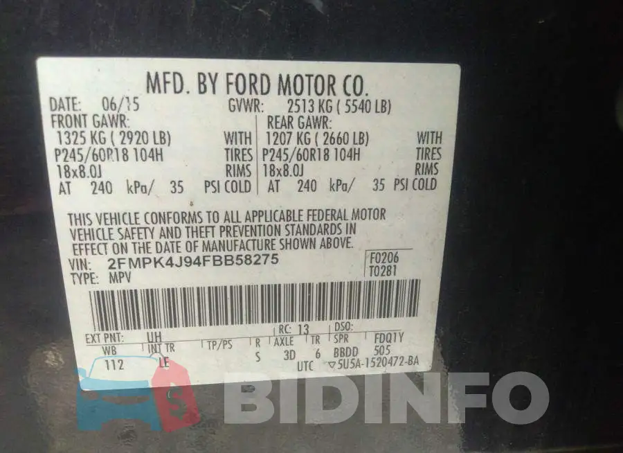 2FMPK4J94FBB58275 Photo# 9