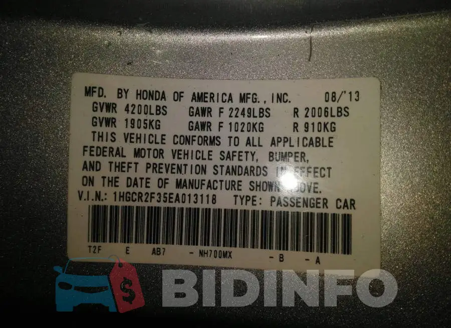 1HGCR2F35EA013118 Photo# 9