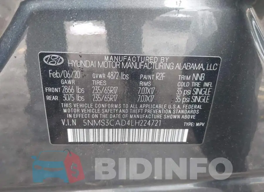 5NMS3CAD4LH224721 Photo# 9