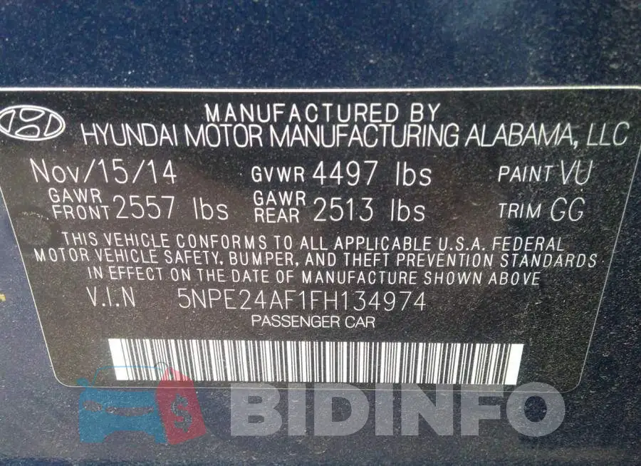 5NPE24AF1FH134974 Photo# 9
