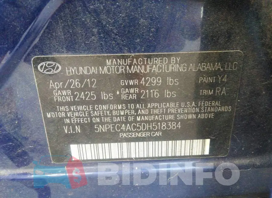 5NPEC4AC5DH518384 Photo# 9