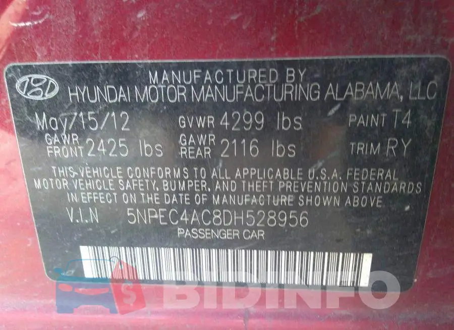 5NPEC4AC8DH528956 Photo# 9