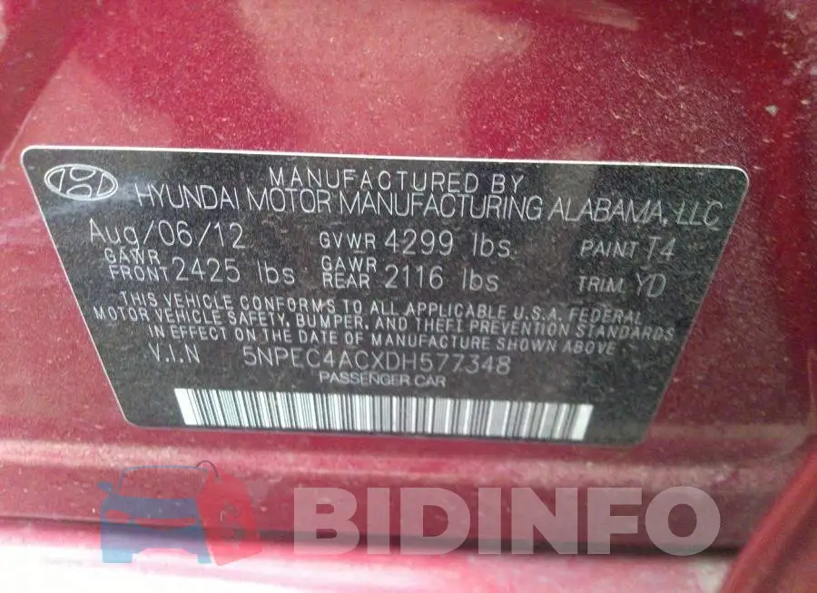 5NPEC4ACXDH577348 Photo# 9