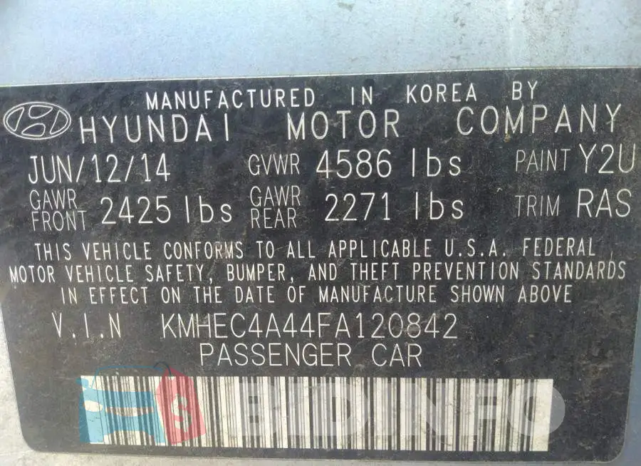 KMHEC4A44FA120842 Photo# 9