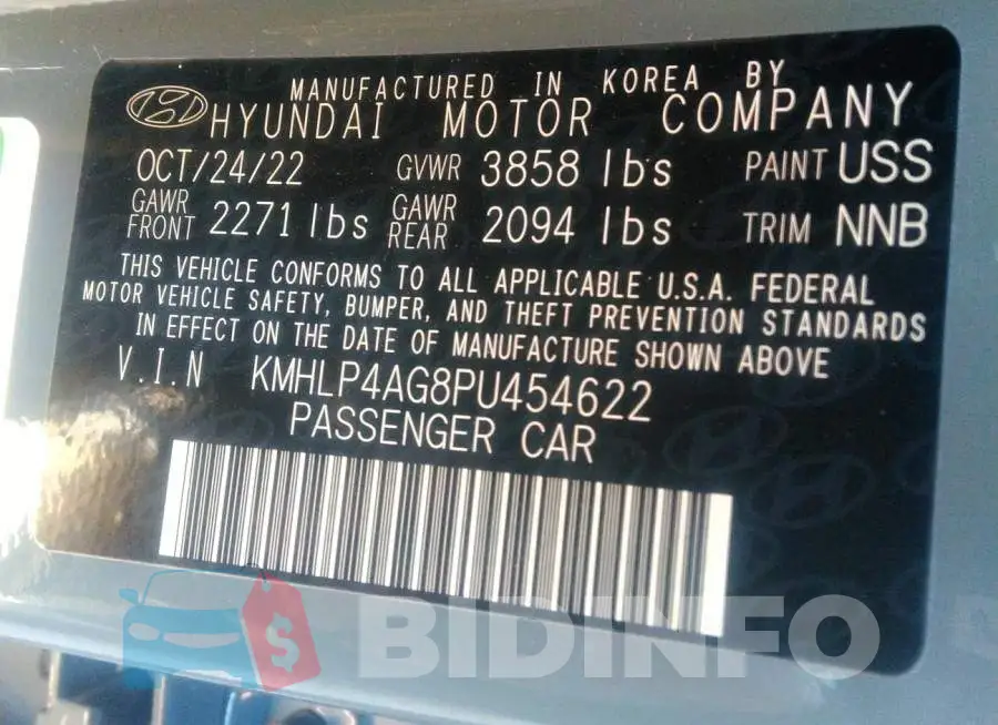 KMHLP4AG8PU454622 Photo# 9