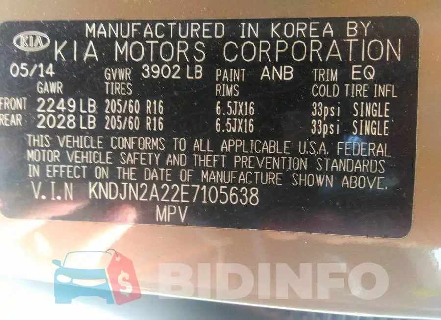 KNDJN2A22E7105638 Photo# 9