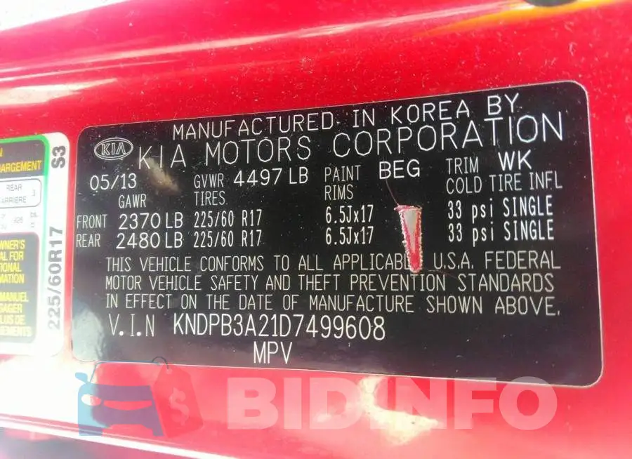 KNDPB3A21D7499608 Photo# 9
