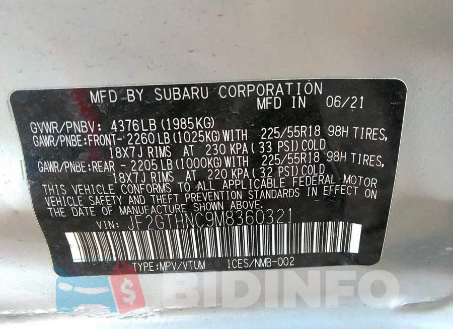 JF2GTHNC9M8360321 Photo# 9