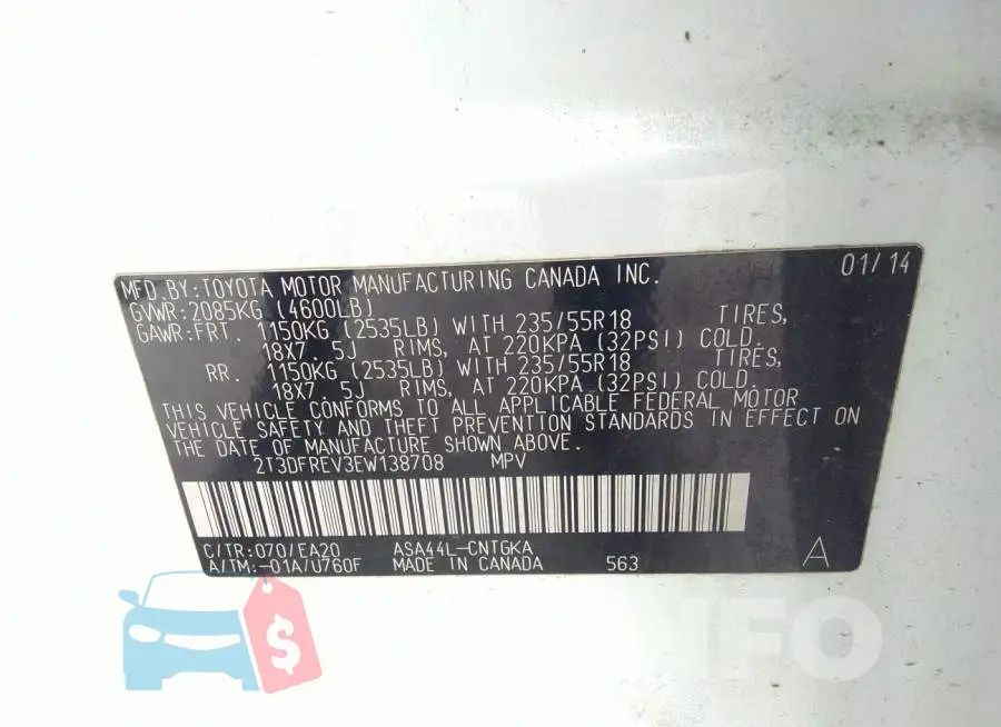 2T3DFREV3EW138708 Photo# 9
