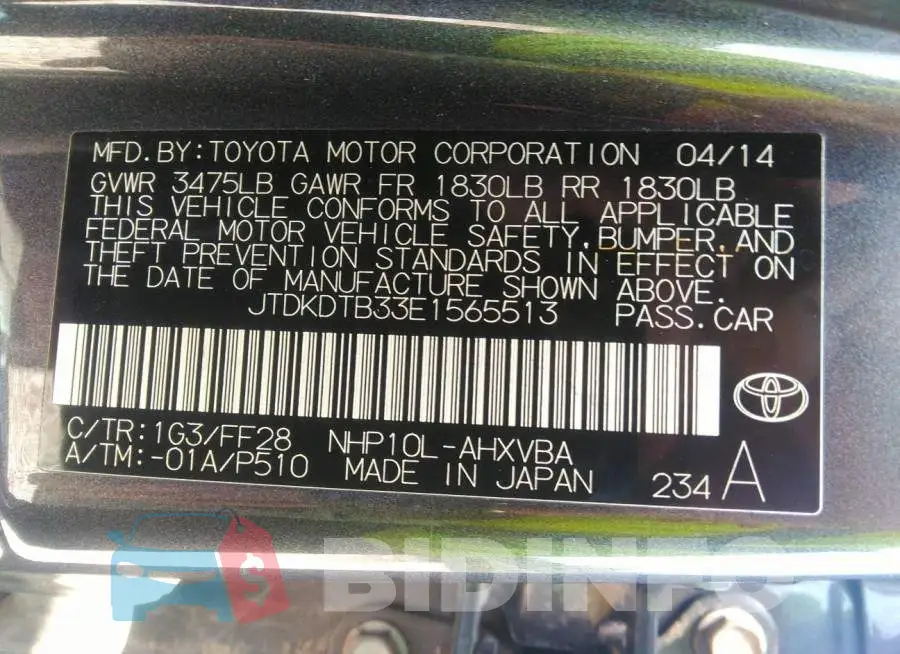JTDKDTB33E1565513 Photo# 9