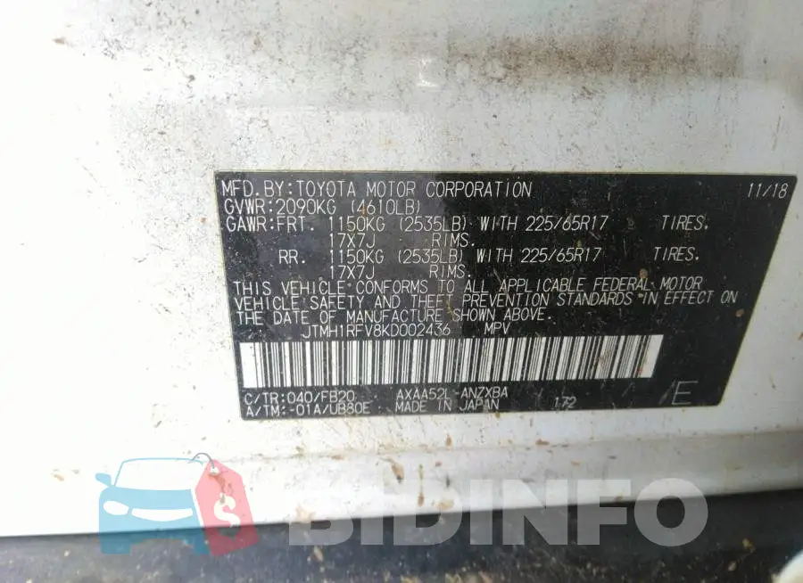 JTMH1RFV8KD002436 Photo# 9