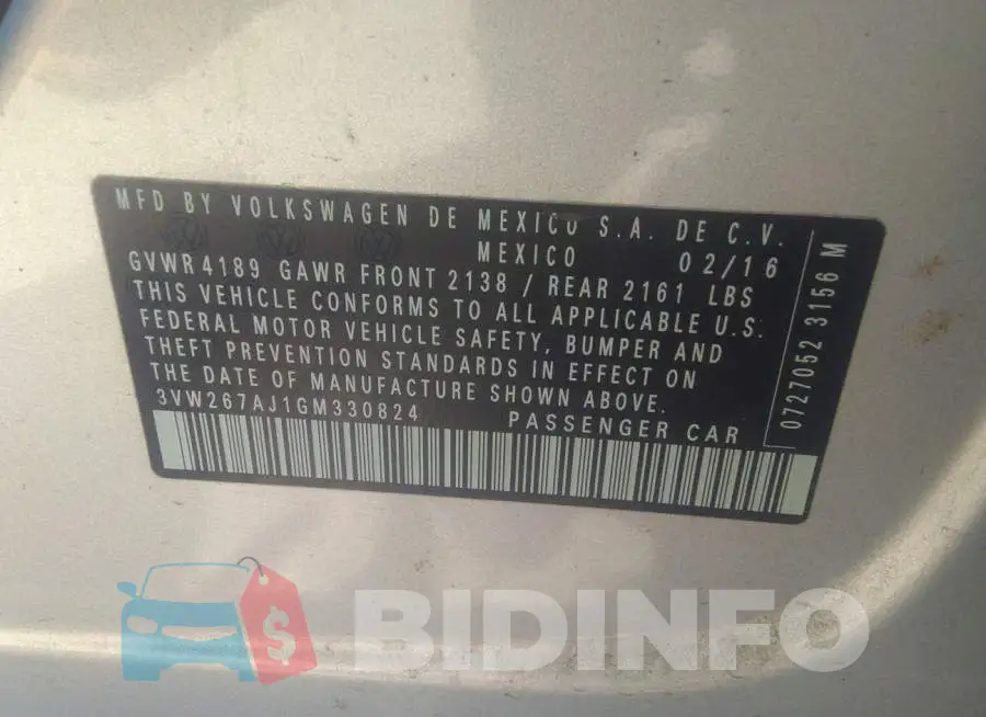 3VW267AJ1GM330824 Photo# 9