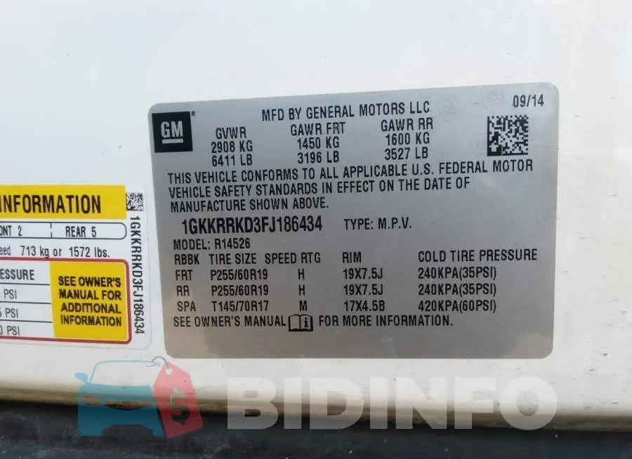 1GKKRRKD3FJ186434 Photo# 9