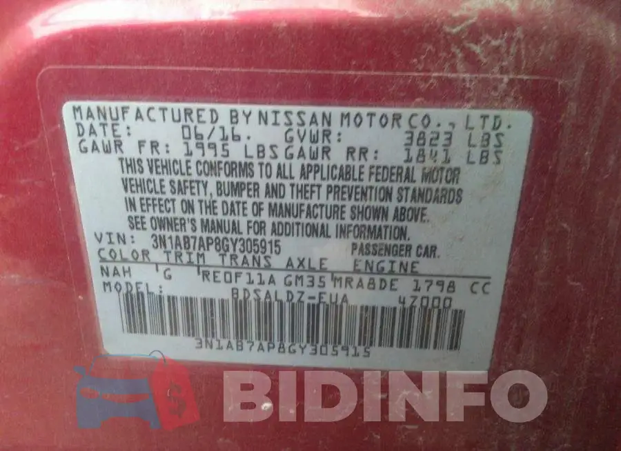 3N1AB7AP8GY305915 Photo# 9