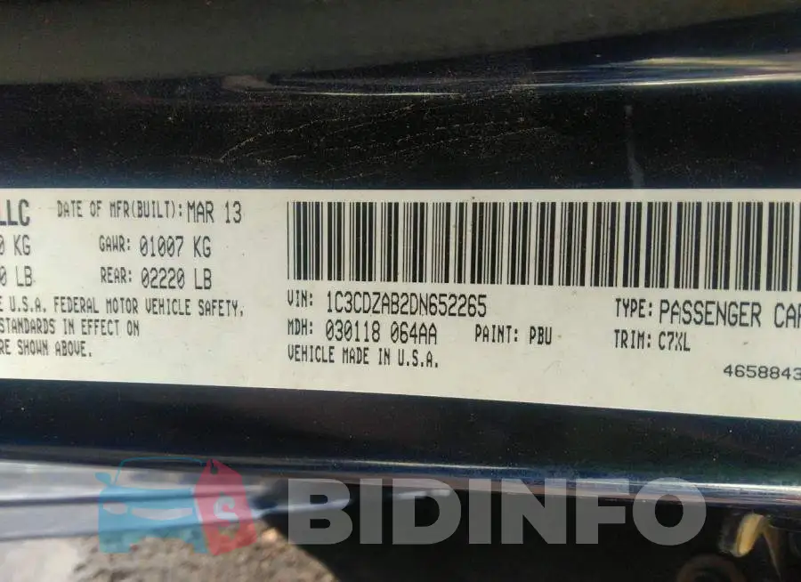 1C3CDZAB2DN652265 Photo# 9