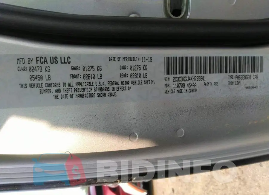 2C3CDXGJ4KH725841 Photo# 9