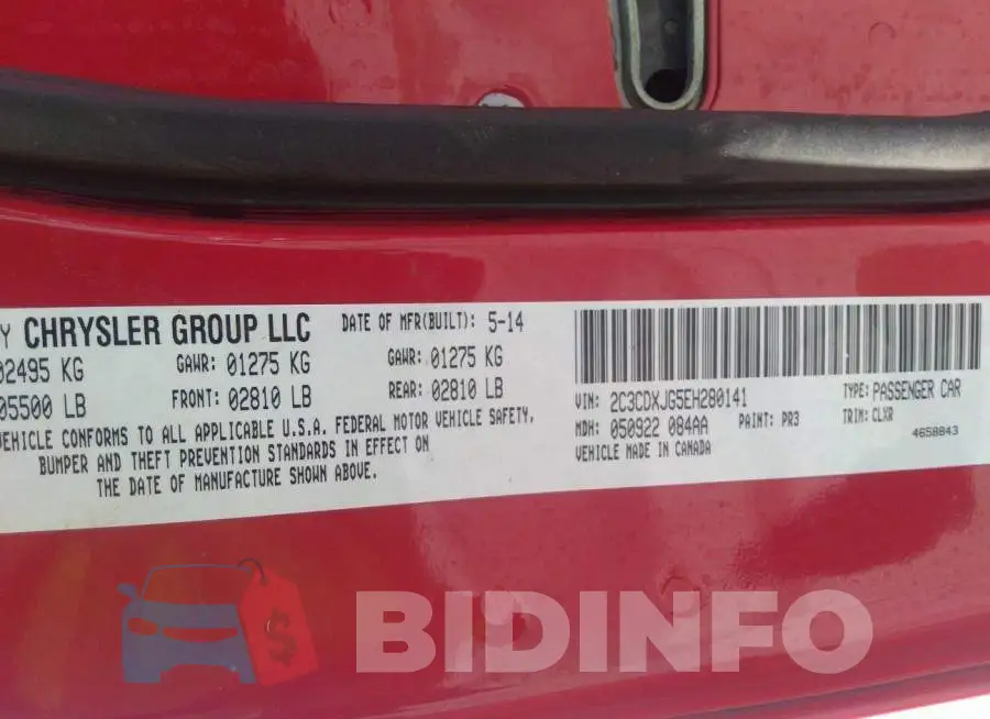 2C3CDXJG5EH280141 Photo# 9