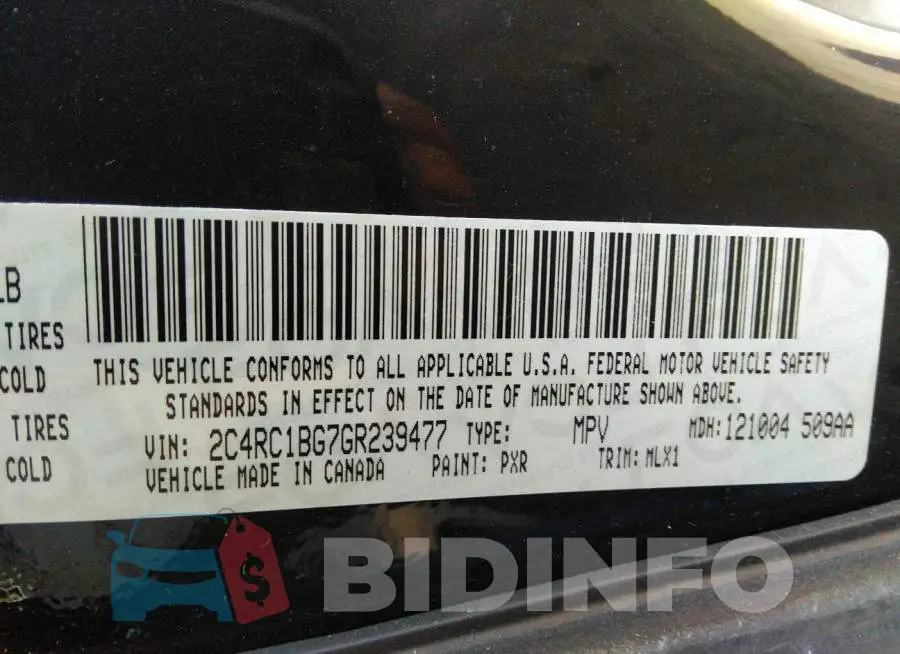 2C4RC1BG7GR239477 Photo# 9