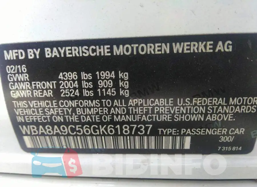 WBA8A9C56GK618737 Photo# 9