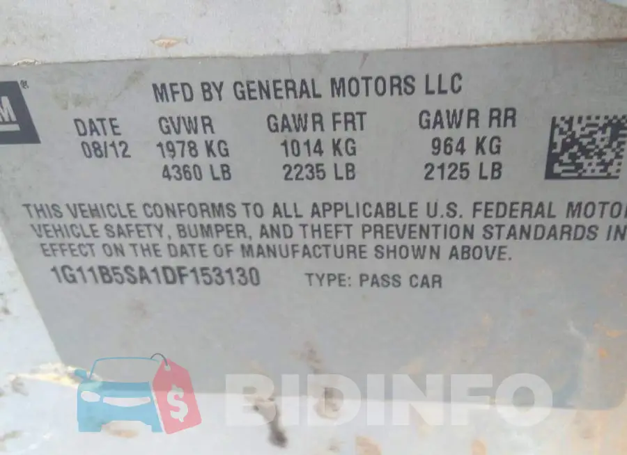 1G11B5SA1DF153130 Photo# 9