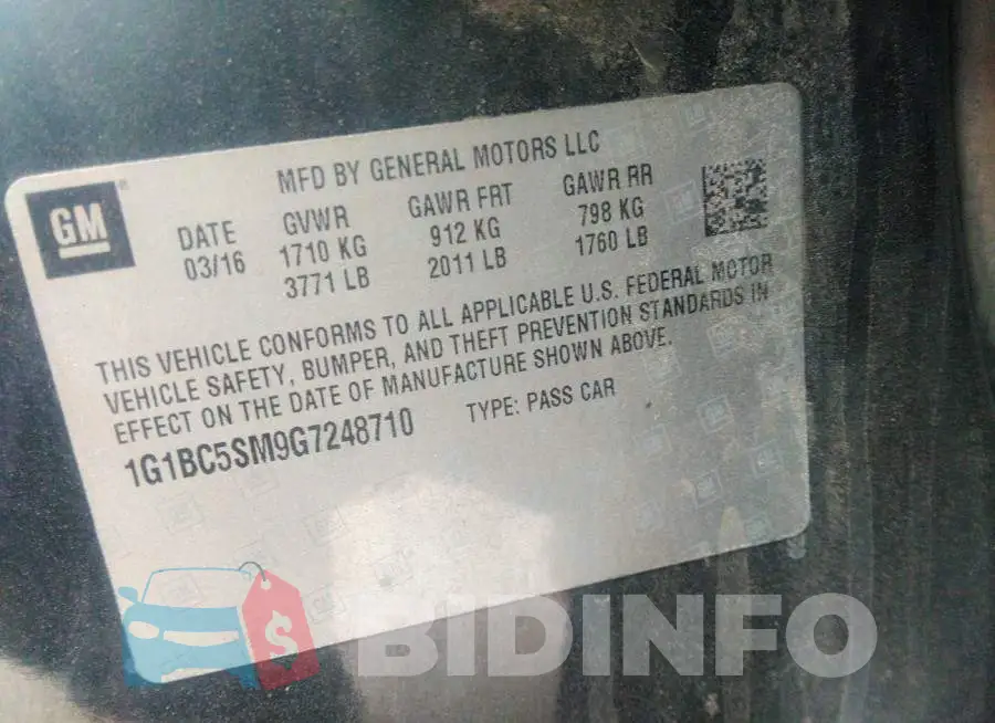 1G1BC5SM9G7248710 Photo# 9
