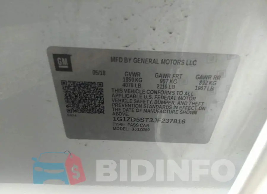 1G1ZD5ST3JF237816 Photo# 9