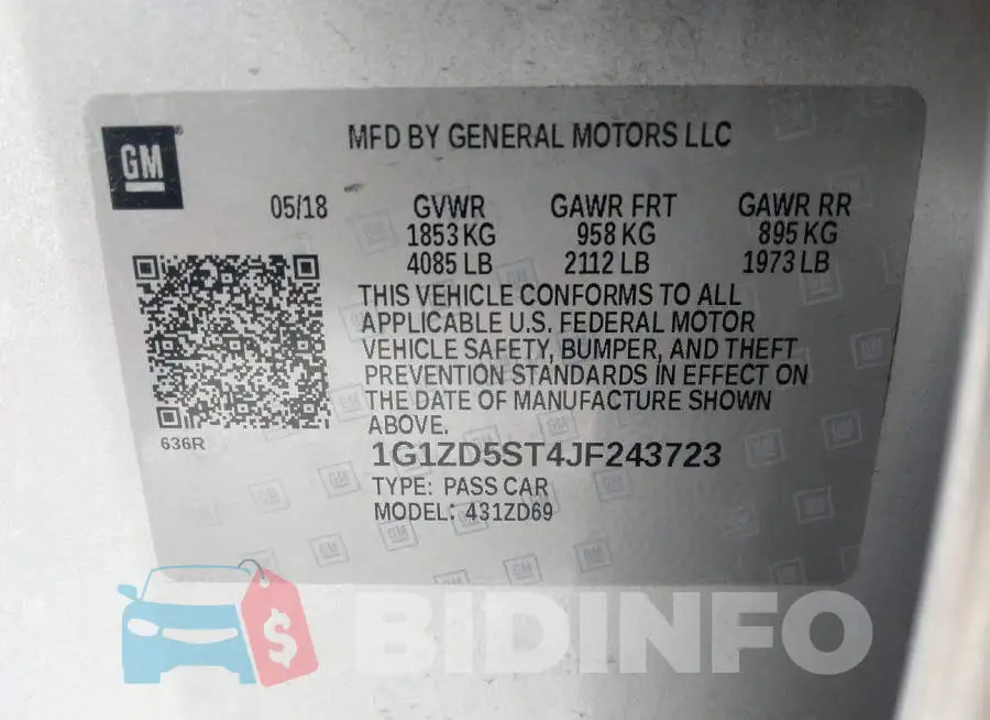 1G1ZD5ST4JF243723 Photo# 9